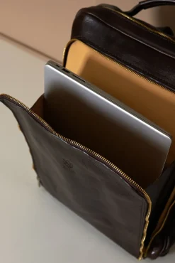 D'Arienzo Dennis - Zaino in pelle testa di moro di vitello borsa effetto vintage