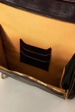 D'Arienzo Dennis - Zaino in pelle testa di moro di vitello borsa effetto vintage