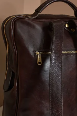 D'Arienzo Dennis - Zaino in pelle testa di moro di vitello borsa effetto vintage