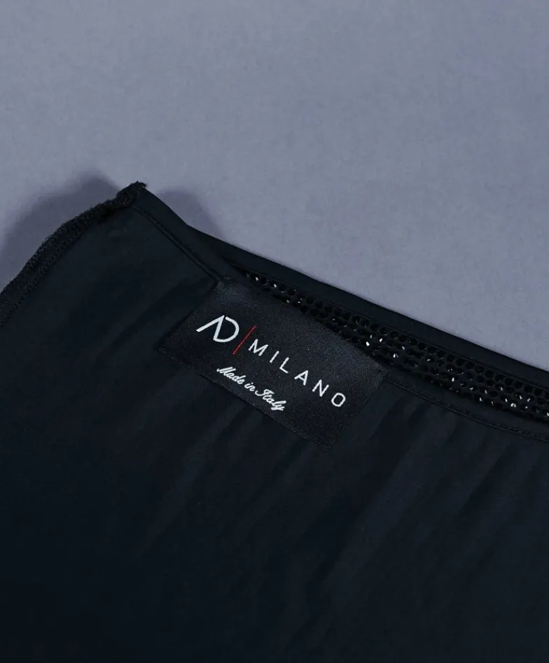 Donna D'Arienzo Diamond - Vestito monospalla a tubino nero con veri cristalli