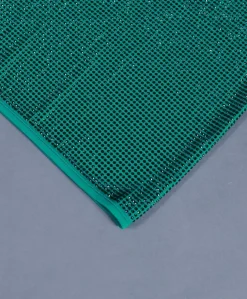 Donna D'Arienzo Diamond - Vestito monospalla a tubino verde con veri cristalli