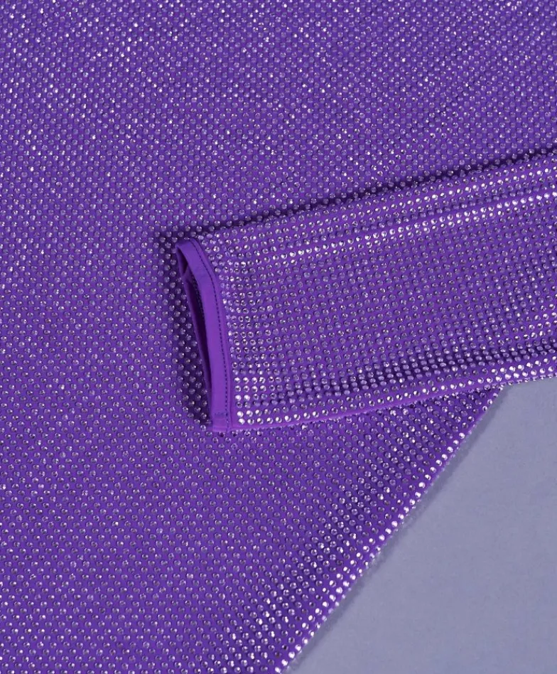 Donna D'Arienzo Diamond - Vestito monospalla a tubino viola con veri cristalli