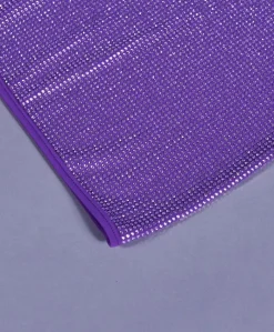 Donna D'Arienzo Diamond - Vestito monospalla a tubino viola con veri cristalli