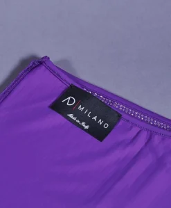 Donna D'Arienzo Diamond - Vestito monospalla a tubino viola con veri cristalli
