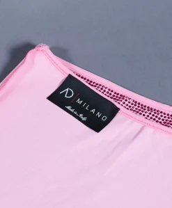 Donna D'Arienzo Diamond - Vestito monospalla a tubino rosa con veri cristalli