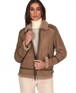 Donna D'Arienzo Duvel - Montone shearling fango con fibbie e cerniera centrale