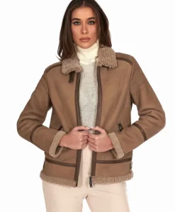 Donna D'Arienzo Duvel - Montone shearling fango con fibbie e cerniera centrale