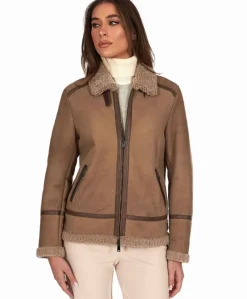 Donna D'Arienzo Duvel - Montone shearling fango con fibbie e cerniera centrale