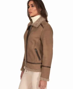 Donna D'Arienzo Duvel - Montone shearling fango con fibbie e cerniera centrale