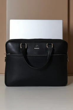 D'Arienzo Dylan - Borsa Ventiquattrore in pelle di vitello nera saffiano tasca zip