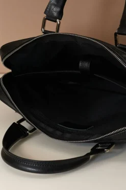 D'Arienzo Dylan - Borsa Ventiquattrore in pelle di vitello nera saffiano tasca zip