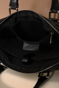 D'Arienzo Dylan - Borsa Ventiquattrore in pelle di vitello nera saffiano tasca zip