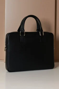 D'Arienzo Dylan - Borsa Ventiquattrore in pelle di vitello nera saffiano tasca zip