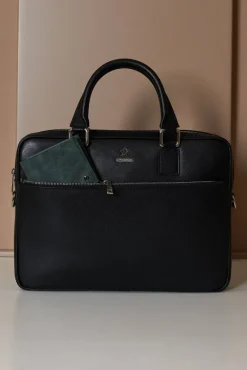 D'Arienzo Dylan - Borsa Ventiquattrore in pelle di vitello nera saffiano tasca zip