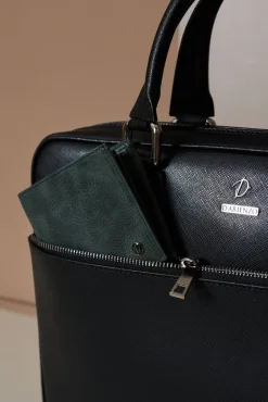 D'Arienzo Dylan - Borsa Ventiquattrore in pelle di vitello nera saffiano tasca zip