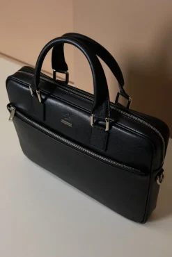 D'Arienzo Dylan - Borsa Ventiquattrore in pelle di vitello nera saffiano tasca zip