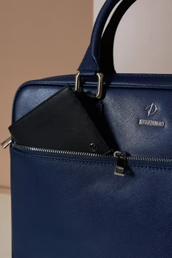 D'Arienzo Dylan - Borsa Ventiquattrore in pelle di vitello blu scuro saffiano tasca zip