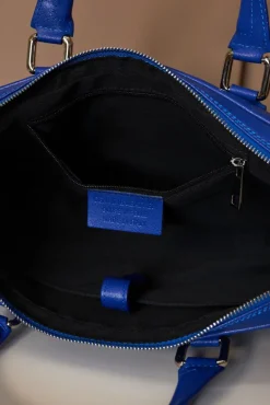 D'Arienzo Dylan - Borsa Ventiquattrore in pelle di vitello bluette saffiano tasca zip