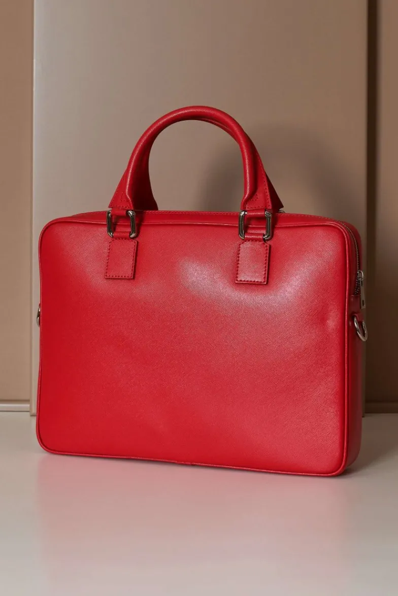 D'Arienzo Dylan - Borsa Ventiquattrore in pelle di vitello rossa saffiano tasca zip