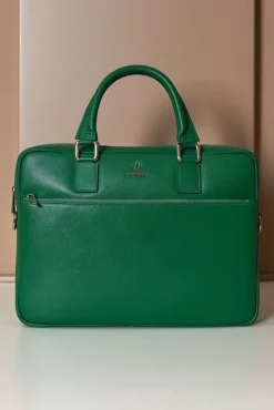 D'Arienzo Dylan - Borsa Ventiquattrore in pelle di vitello verde chiaro saffiano tasca zip