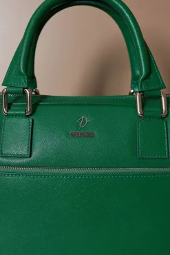 D'Arienzo Dylan - Borsa Ventiquattrore in pelle di vitello verde chiaro saffiano tasca zip