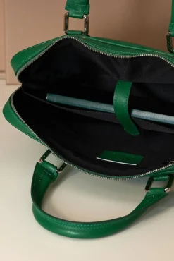 D'Arienzo Dylan - Borsa Ventiquattrore in pelle di vitello verde chiaro saffiano tasca zip