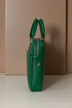 D'Arienzo Dylan - Borsa Ventiquattrore in pelle di vitello verde chiaro saffiano tasca zip