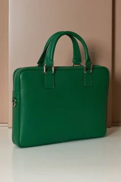 D'Arienzo Dylan - Borsa Ventiquattrore in pelle di vitello verde chiaro saffiano tasca zip