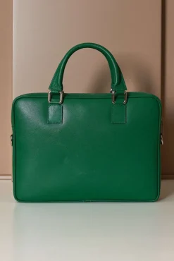 D'Arienzo Dylan - Borsa Ventiquattrore in pelle di vitello verde chiaro saffiano tasca zip