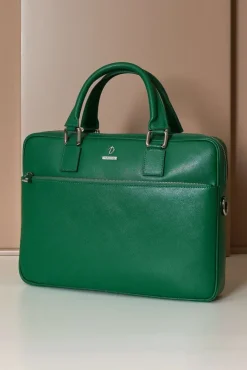D'Arienzo Dylan - Borsa Ventiquattrore in pelle di vitello verde chiaro saffiano tasca zip