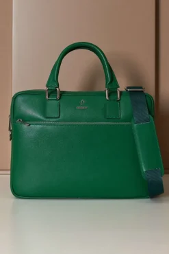 D'Arienzo Dylan - Borsa Ventiquattrore in pelle di vitello verde chiaro saffiano tasca zip