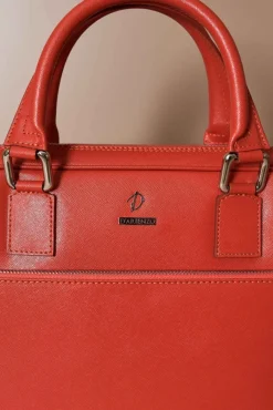 D'Arienzo Dylan - Borsa Ventiquattrore in pelle di vitello arancione saffiano tasca zip