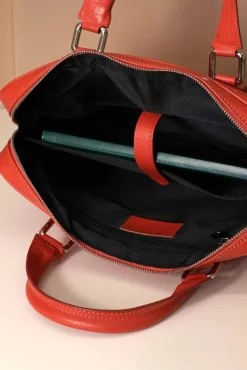 D'Arienzo Dylan - Borsa Ventiquattrore in pelle di vitello arancione saffiano tasca zip