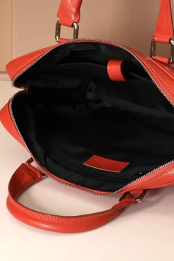 D'Arienzo Dylan - Borsa Ventiquattrore in pelle di vitello arancione saffiano tasca zip
