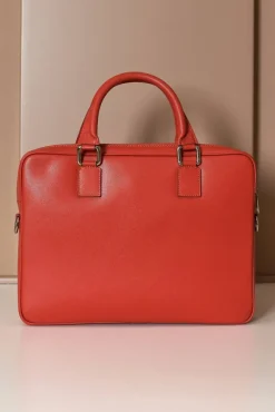 D'Arienzo Dylan - Borsa Ventiquattrore in pelle di vitello arancione saffiano tasca zip