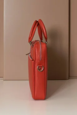 D'Arienzo Dylan - Borsa Ventiquattrore in pelle di vitello arancione saffiano tasca zip