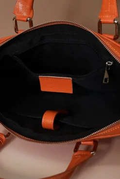 D'Arienzo Dylan - Borsa Ventiquattrore in pelle di vitello arancione saffiano tasca zip