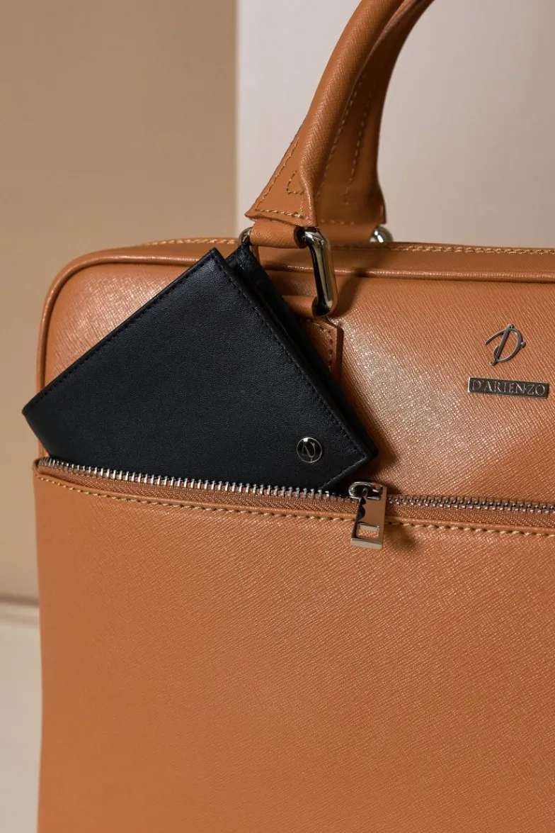 D'Arienzo Dylan - Borsa Ventiquattrore in pelle di vitello cuoio saffiano tasca zip