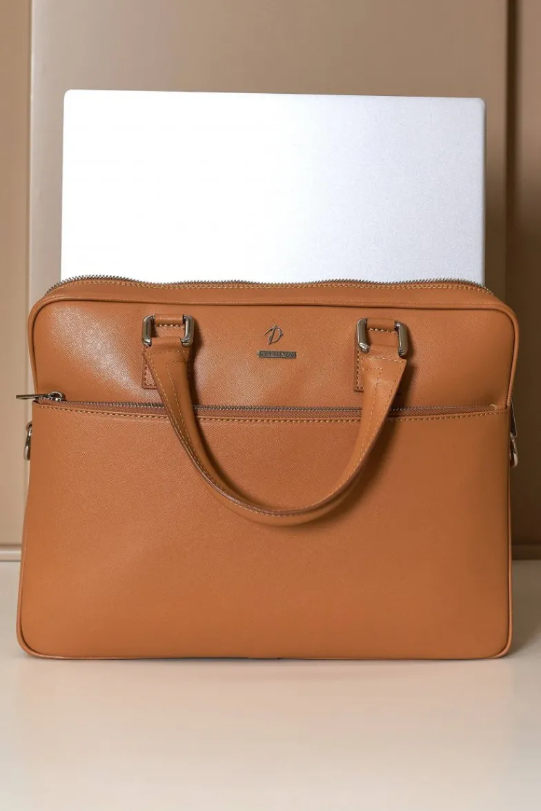 D'Arienzo Dylan - Borsa Ventiquattrore in pelle di vitello cuoio saffiano tasca zip