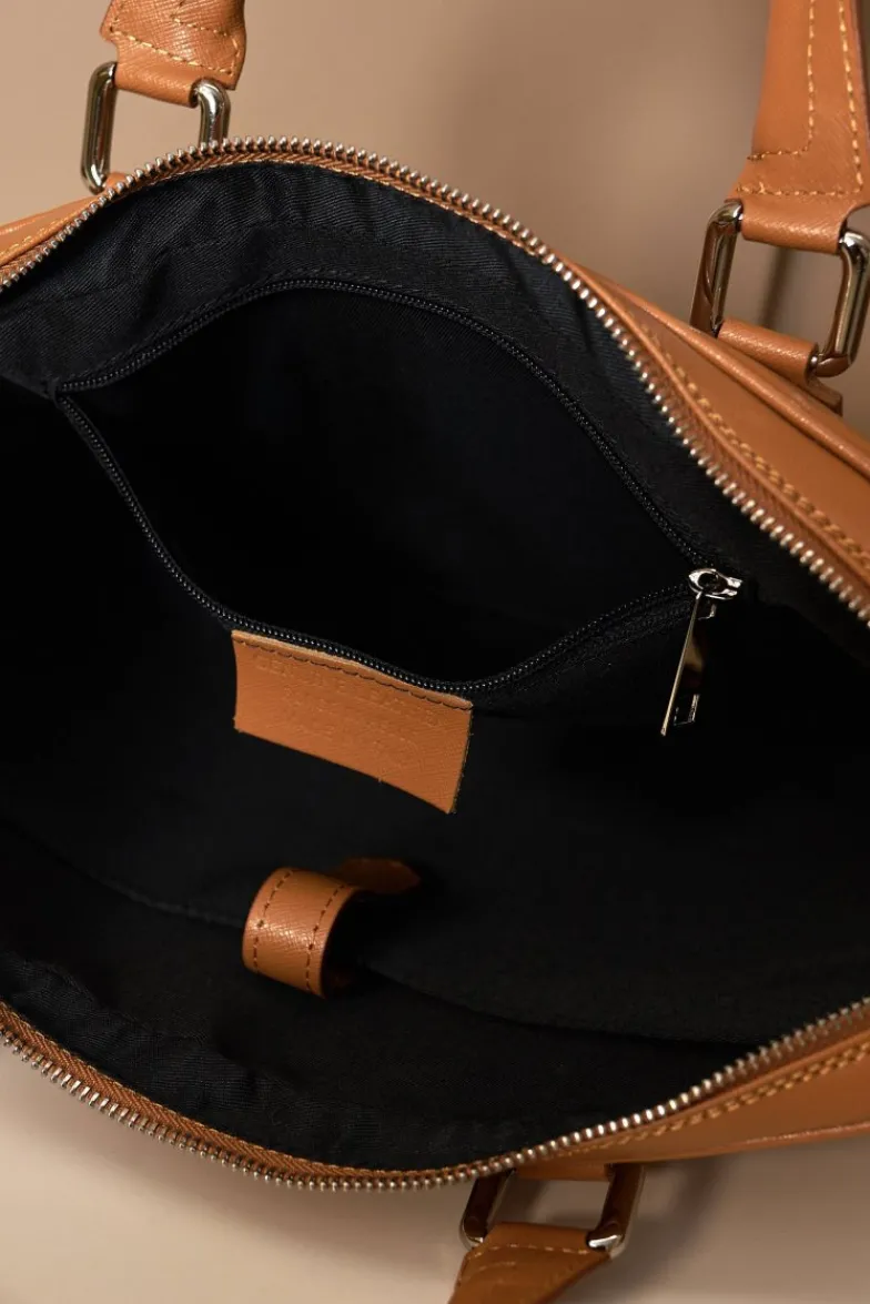 D'Arienzo Dylan - Borsa Ventiquattrore in pelle di vitello cuoio saffiano tasca zip