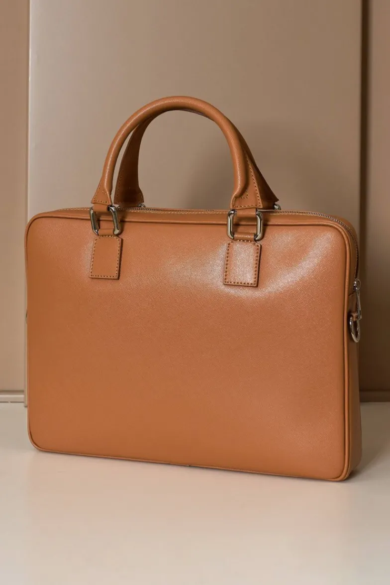 D'Arienzo Dylan - Borsa Ventiquattrore in pelle di vitello cuoio saffiano tasca zip