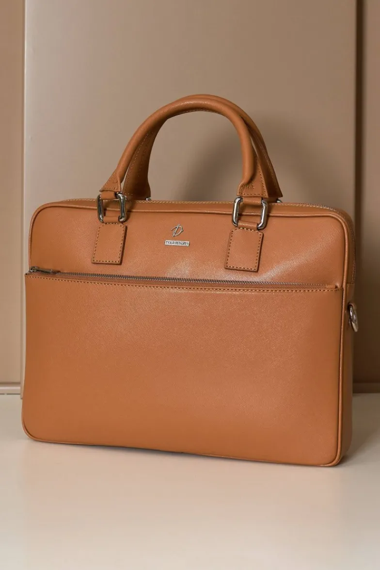 D'Arienzo Dylan - Borsa Ventiquattrore in pelle di vitello cuoio saffiano tasca zip