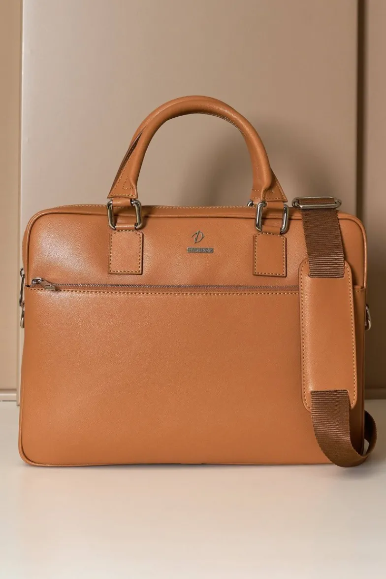 D'Arienzo Dylan - Borsa Ventiquattrore in pelle di vitello cuoio saffiano tasca zip