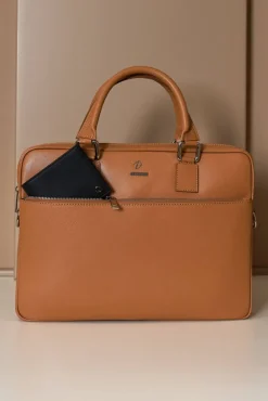 D'Arienzo Dylan - Borsa Ventiquattrore in pelle di vitello cuoio saffiano tasca zip