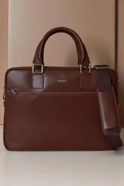 D'Arienzo Dylan - Borsa Ventiquattrore in pelle di vitello marrone saffiano tasca zip