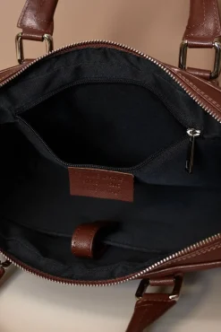 D'Arienzo Dylan - Borsa Ventiquattrore in pelle di vitello marrone saffiano tasca zip