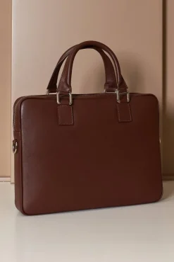 D'Arienzo Dylan - Borsa Ventiquattrore in pelle di vitello marrone saffiano tasca zip