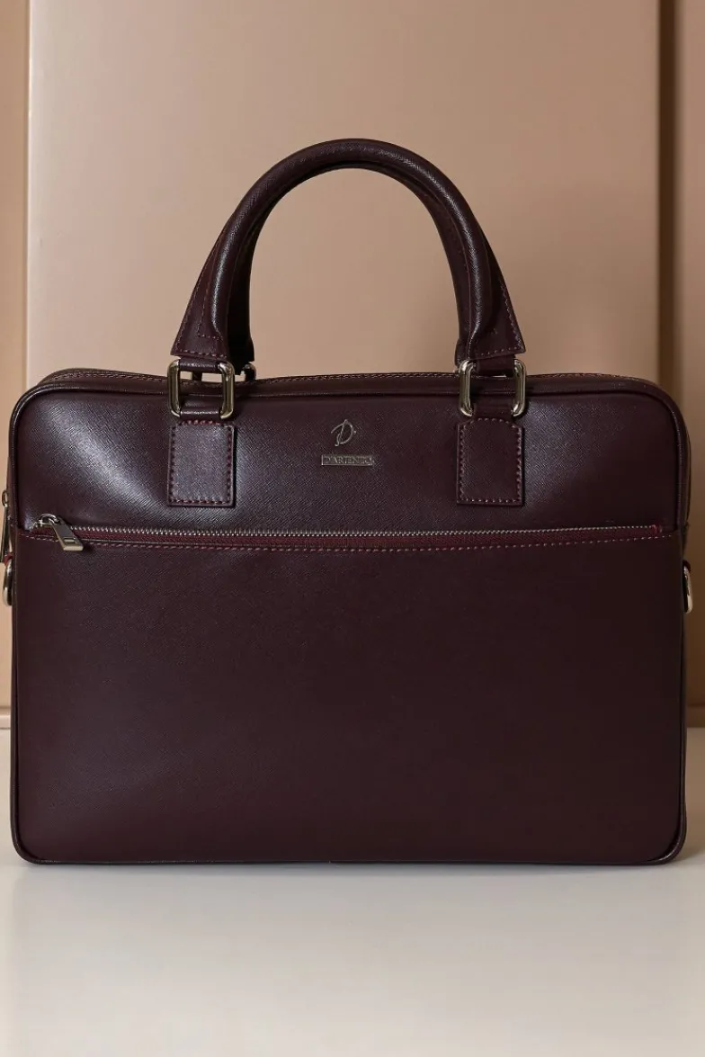 D'Arienzo Dylan - Borsa Ventiquattrore in pelle di vitello bordeaux saffiano tasca zip