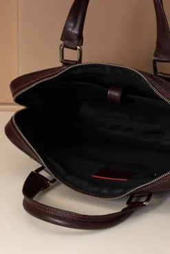 D'Arienzo Dylan - Borsa Ventiquattrore in pelle di vitello bordeaux saffiano tasca zip
