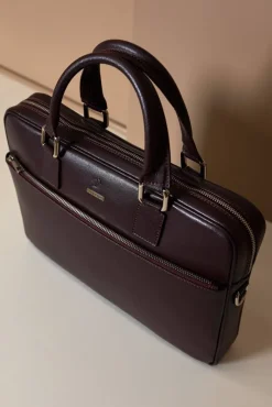D'Arienzo Dylan - Borsa Ventiquattrore in pelle di vitello bordeaux saffiano tasca zip